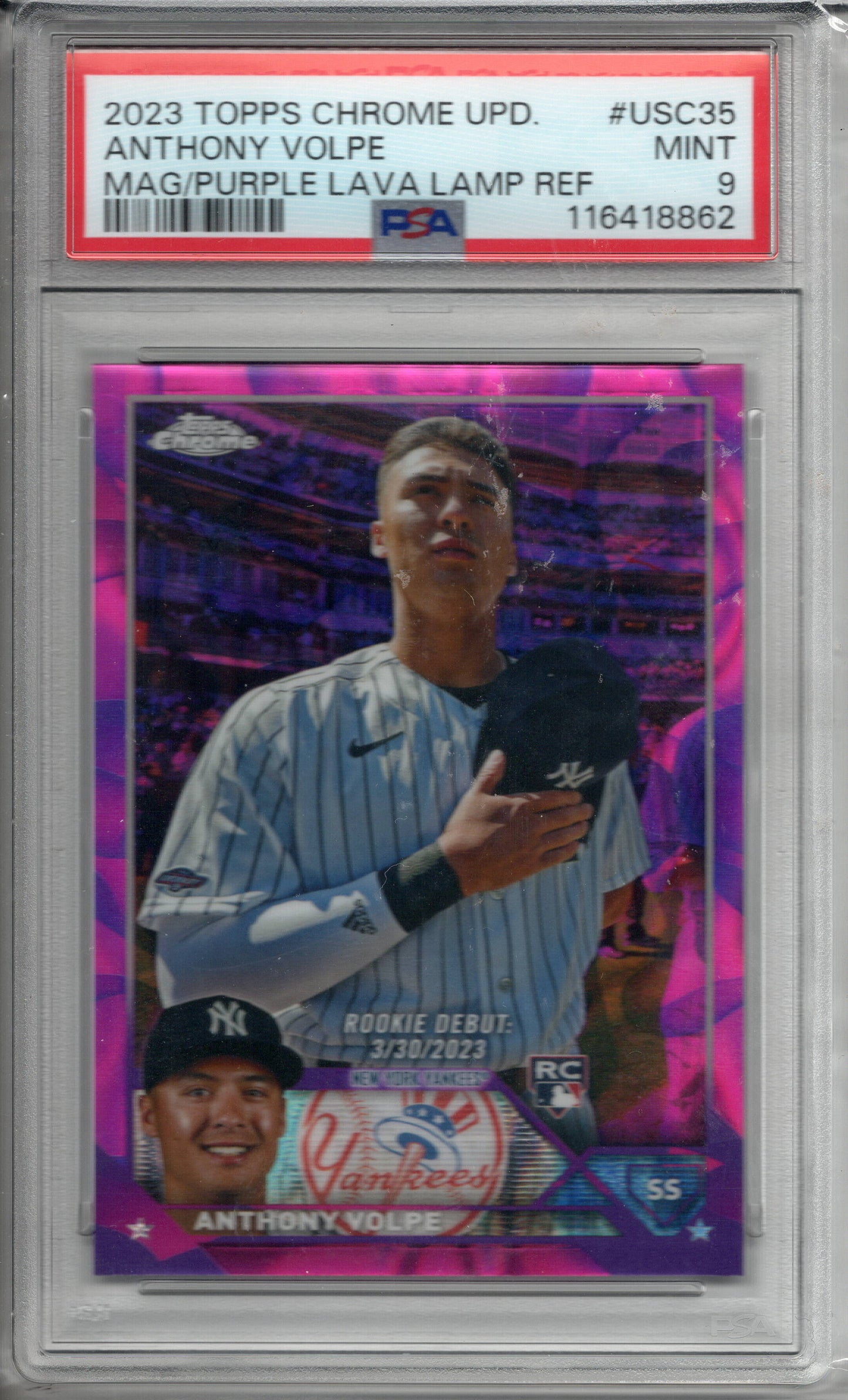 2023 Topps Chrome Update Series - Rookie Debut Anthony Volpe #USC35 Magenta &...