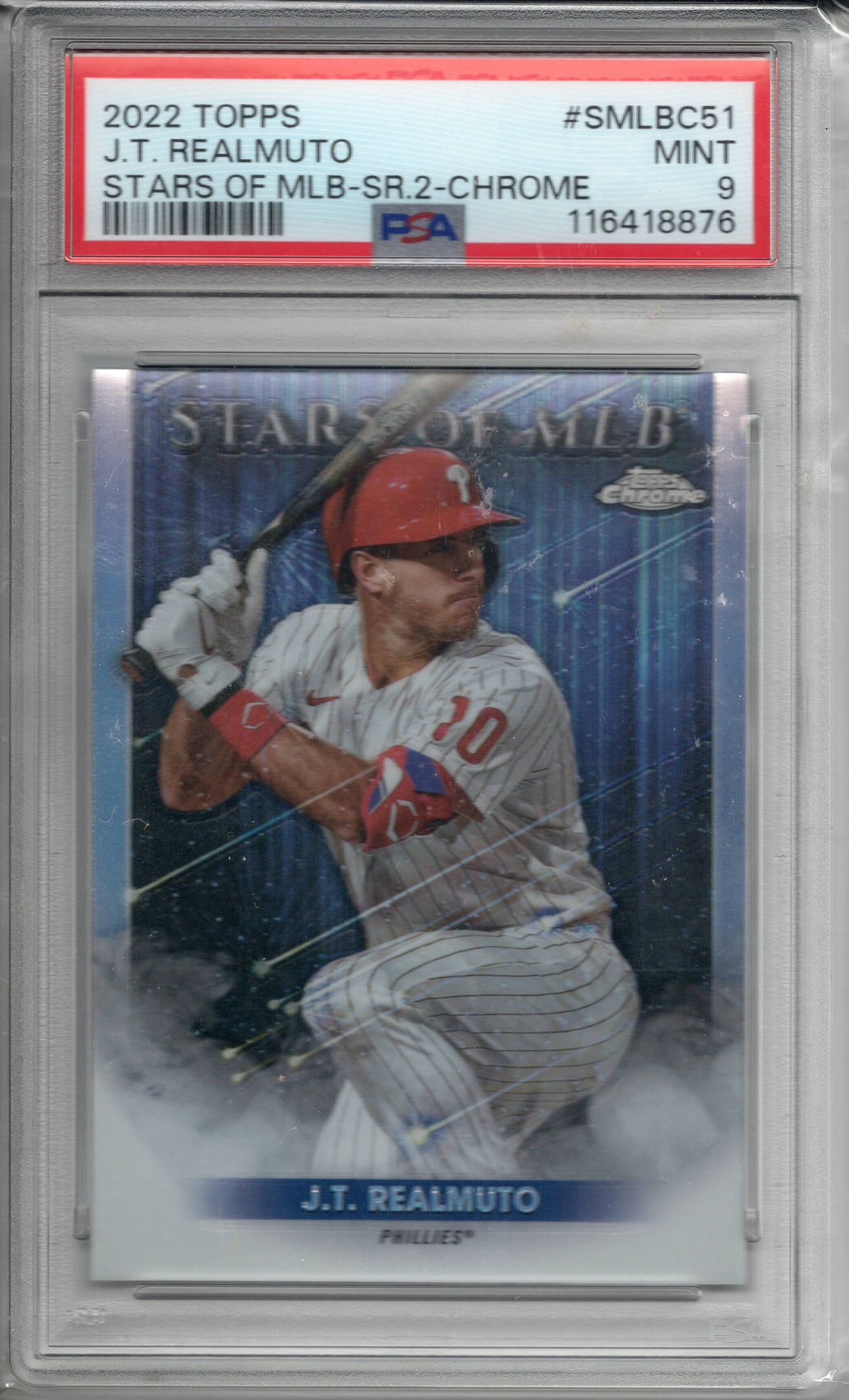 2022 Topps Chrome Stars Of MLB Series 2 #SMLBC51 J.T. Realmuto PSA 9 Mint