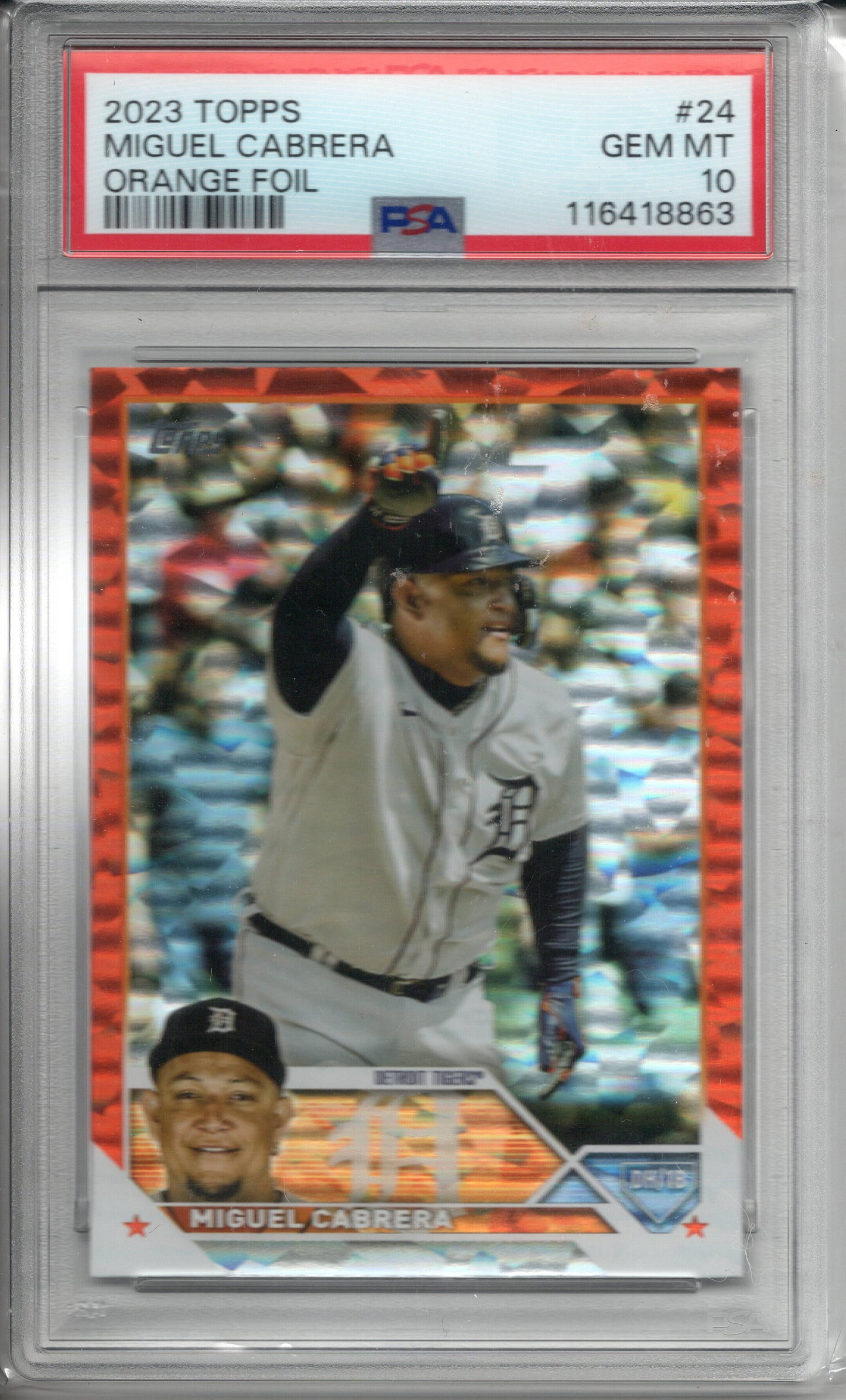 2023 TOPPS 24 MIGUEL CABRERA ORANGE FOIL 144/299 GEM MINT 10 Low Pop!