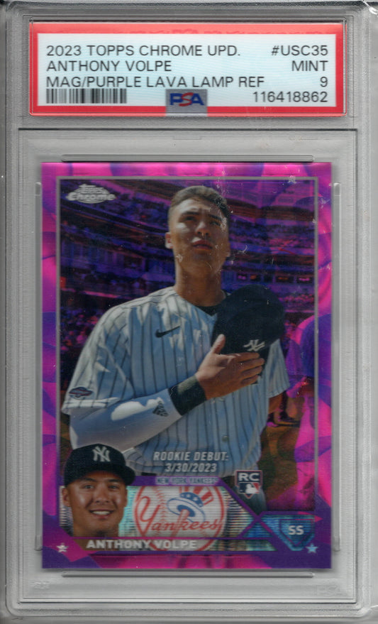 2023 Topps Chrome Update Series - Rookie Debut Anthony Volpe #USC35 Magenta &...