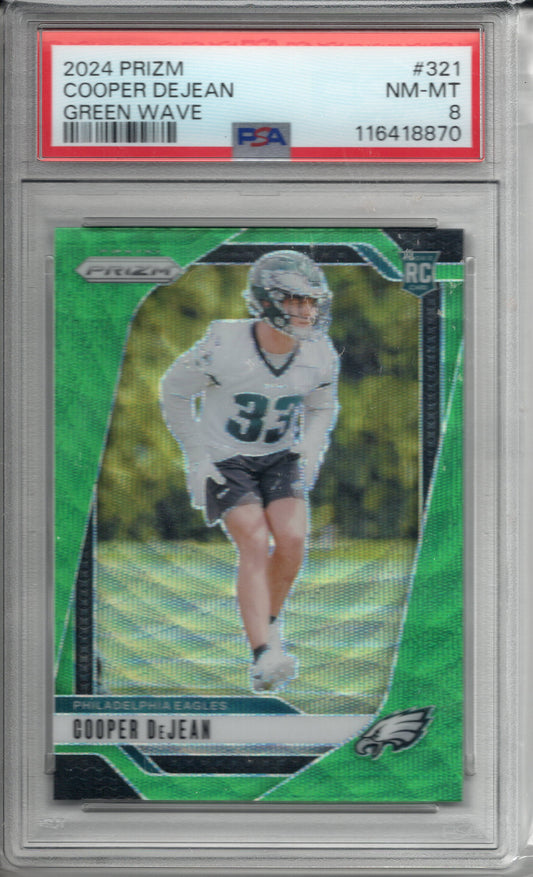 2024 Panini Prizm Green Wave Cooper DeJean #321 NM-MT PSA 8 RC